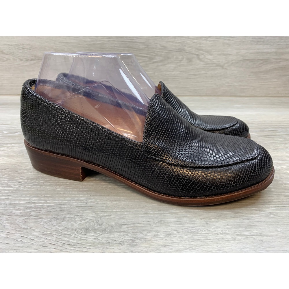 Sofft Women's Black Lizard Embossed Leather Loafers 8.5 Comfort Casual Shoes
